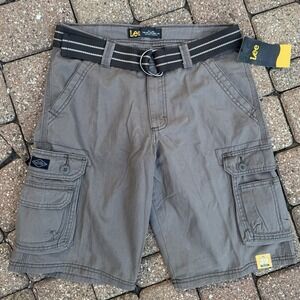 Lee Wyoming Belted Loose Fit Dark Gray Cargo Shorts Men's Size‎ 29 NWT